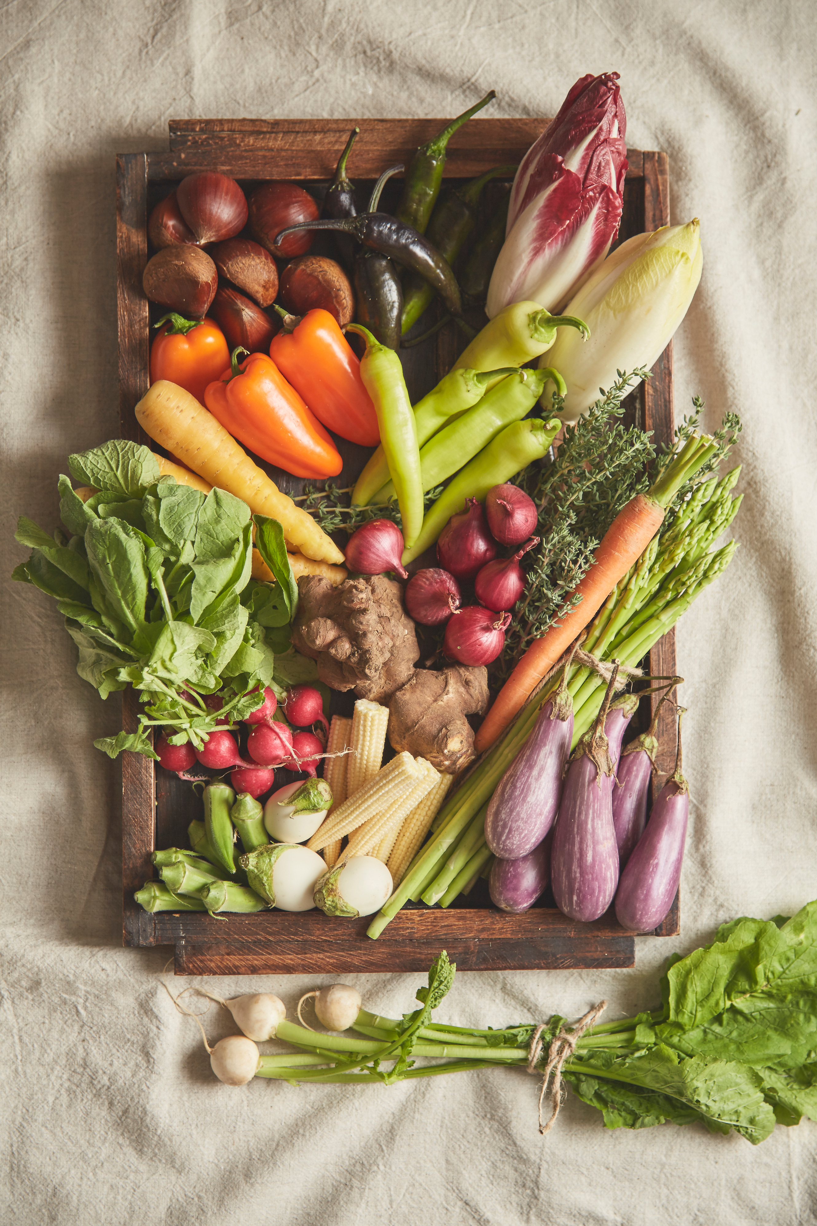 仕入れ・食材選びから関われる環境。市場や農家との連携も大切に。