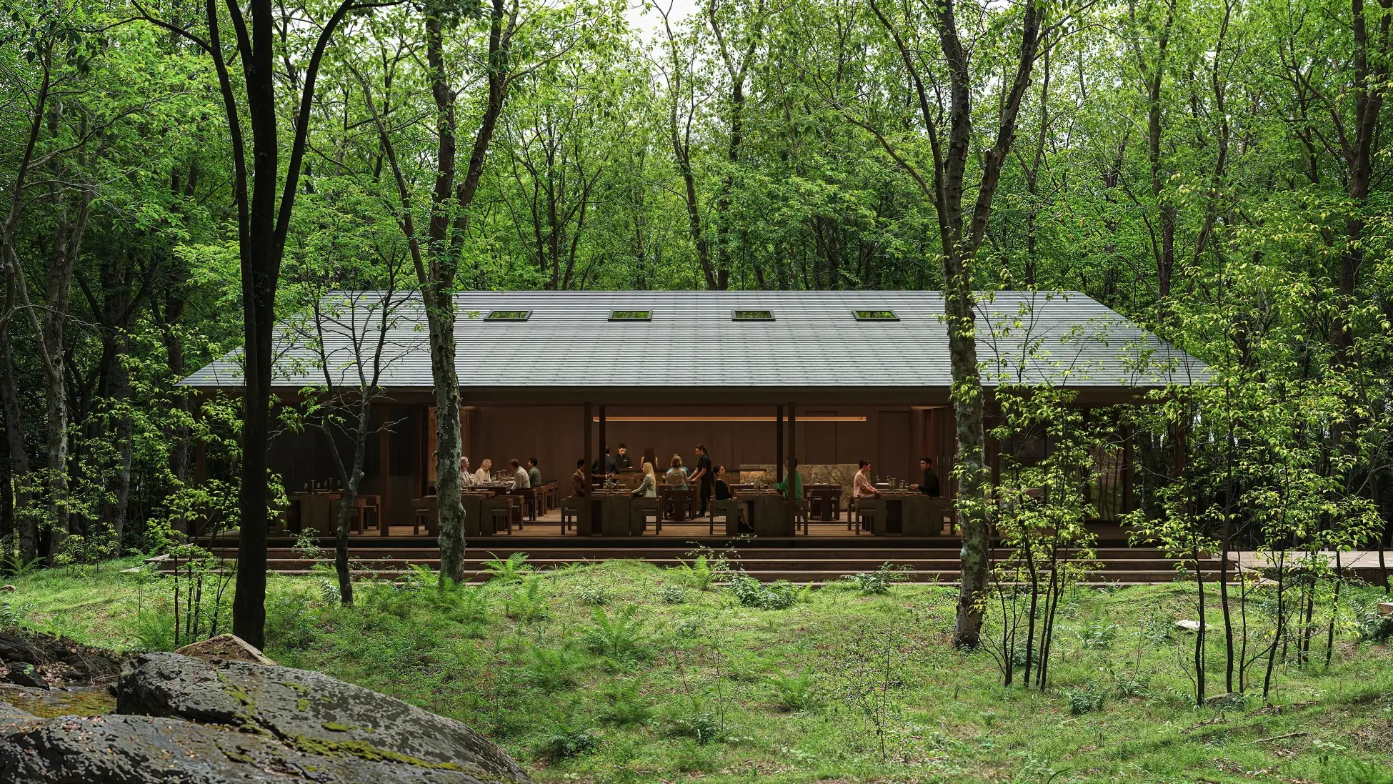 活躍の舞台は、テラス席も併設する、森とつながる開放的なCAFE & DINING。